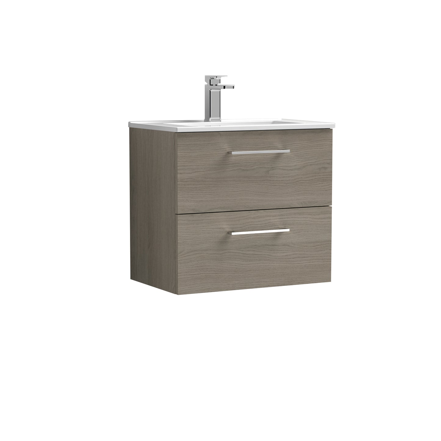 Arno 600mm Wall Hung 2-Drawer Vanity Unit with Minimalist Basin by Nuie