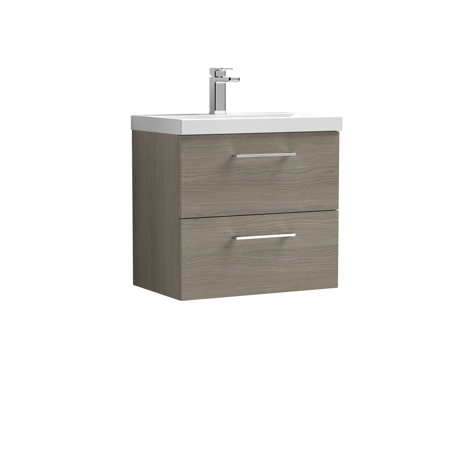 Arno 600mm Wall Hung 2-Drawer Vanity Unit with Thin-Edge Basin by Nuie