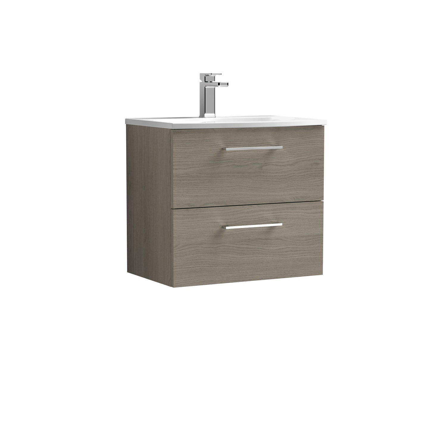 Arno 600mm Wall Hung 2 Drawer Vanity Unit with Curved Basin by Nuie