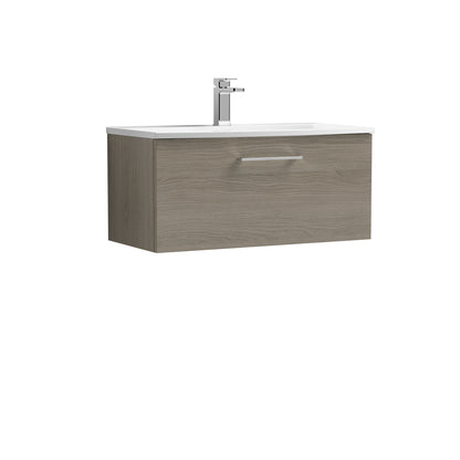 Arno 800mm Wall Hung 1-Drawer Vanity Unit with Curved Basin by Nuie