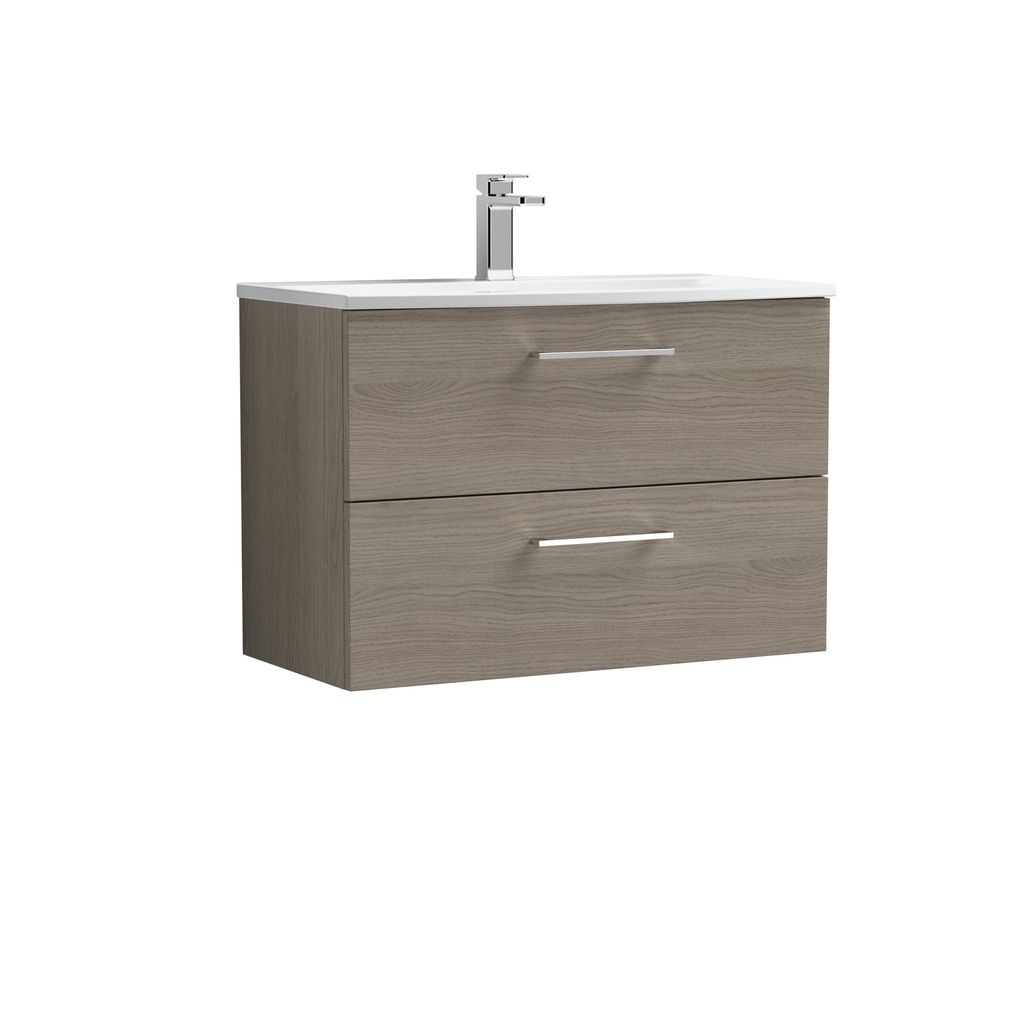 Arno 800mm Wall Hung 2-Drawer Vanity Unit with Curved Basin by Nuie
