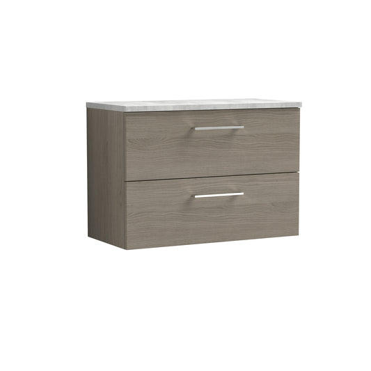Nuie 800mm Solace Oak Wall Hung 2-Drawer Vanity Unit With Laminate Top