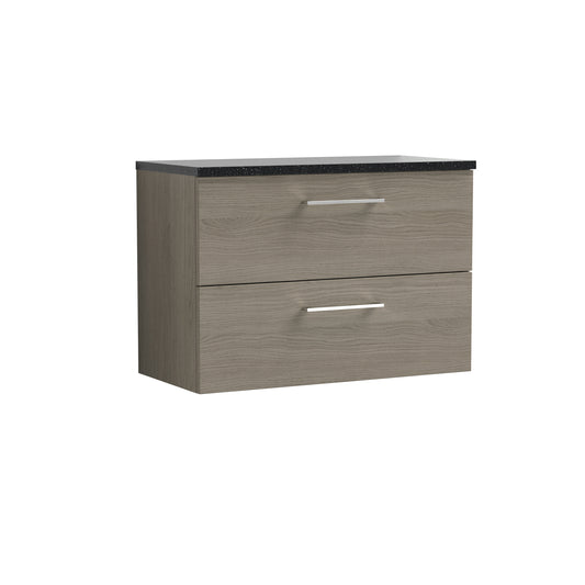 Nuie Arno 800mm Solace Oak Wall Hung 2-Drawer Vanity Unit With Laminate Top