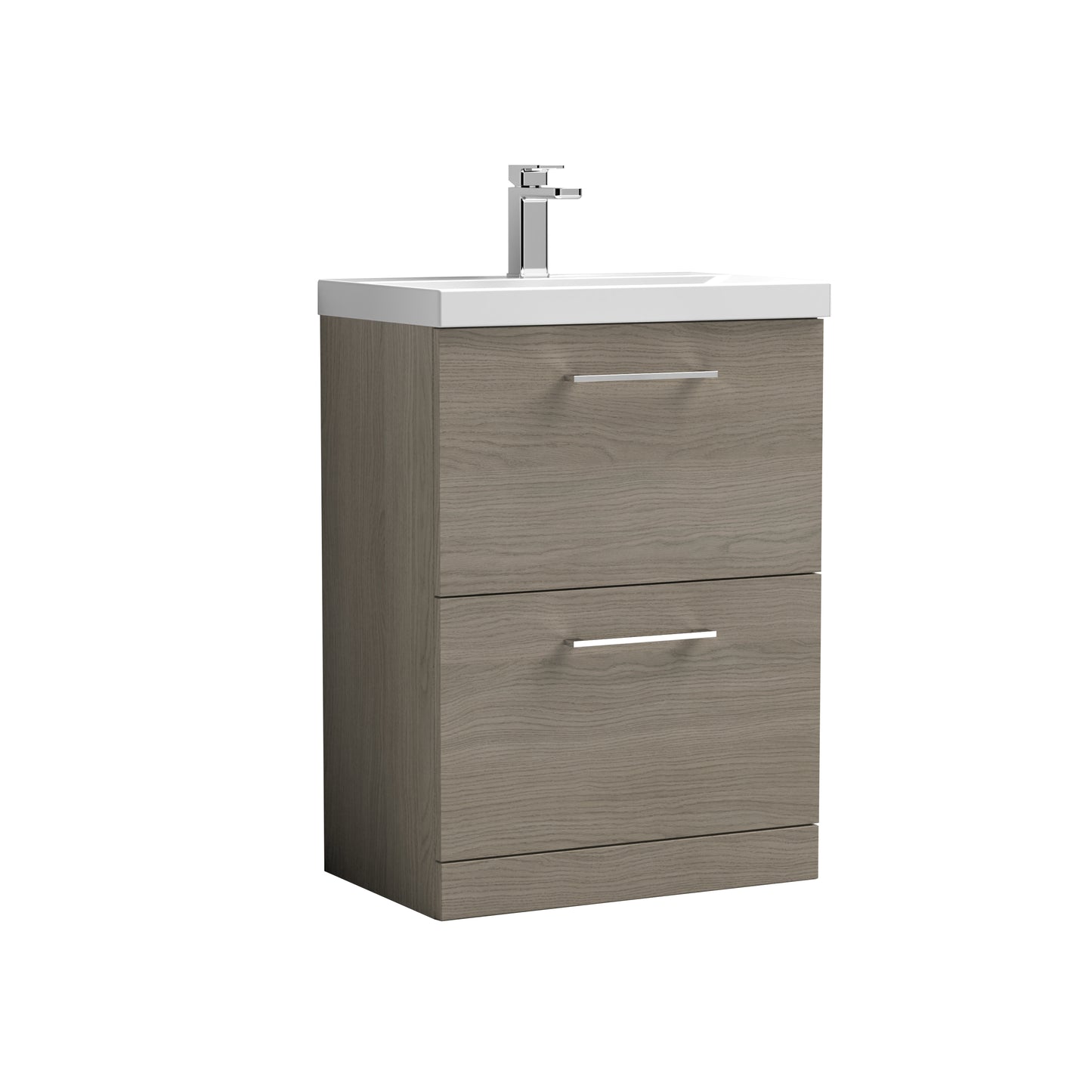 Arno 600mm Floor Standing 2-Drawer Vanity Unit with Mid-Edge Basin by Nuie