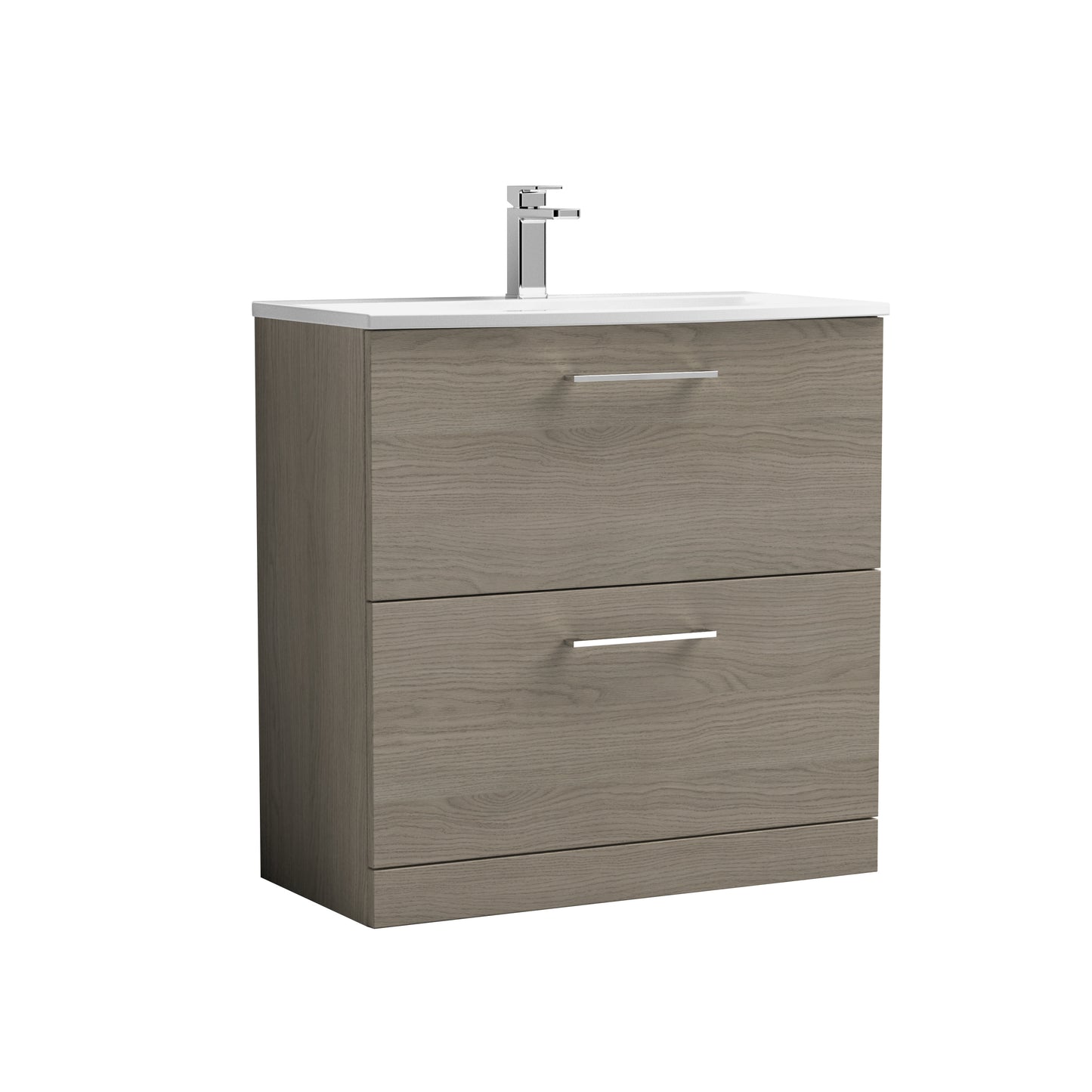 Arno 800mm Floor Standing 2-Drawer Vanity Unit with Curved Basin by Nuie