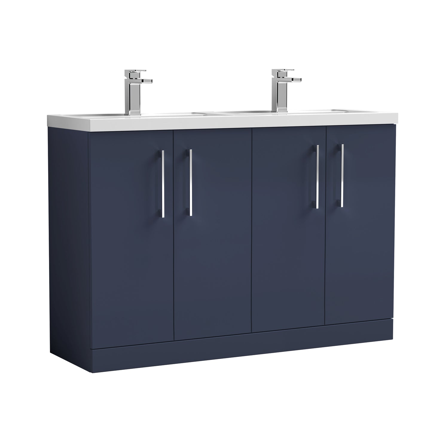 Nuie 1200mm Midnight Blue Floor Standing 4-Door Vanity Unit with Double Basin