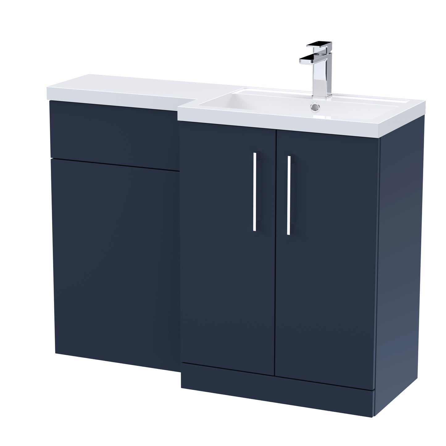 Arno 1100mm Right Handed Floor Standing Combination Unit with L-Shape Polymarble Basin by Nuie