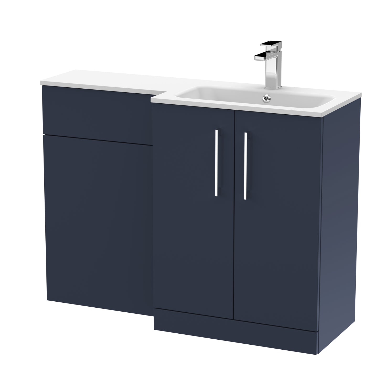 Arno 1100mm Right Handed Floor Standing Combination Unit with L-Shape Stone Basin by Nuie