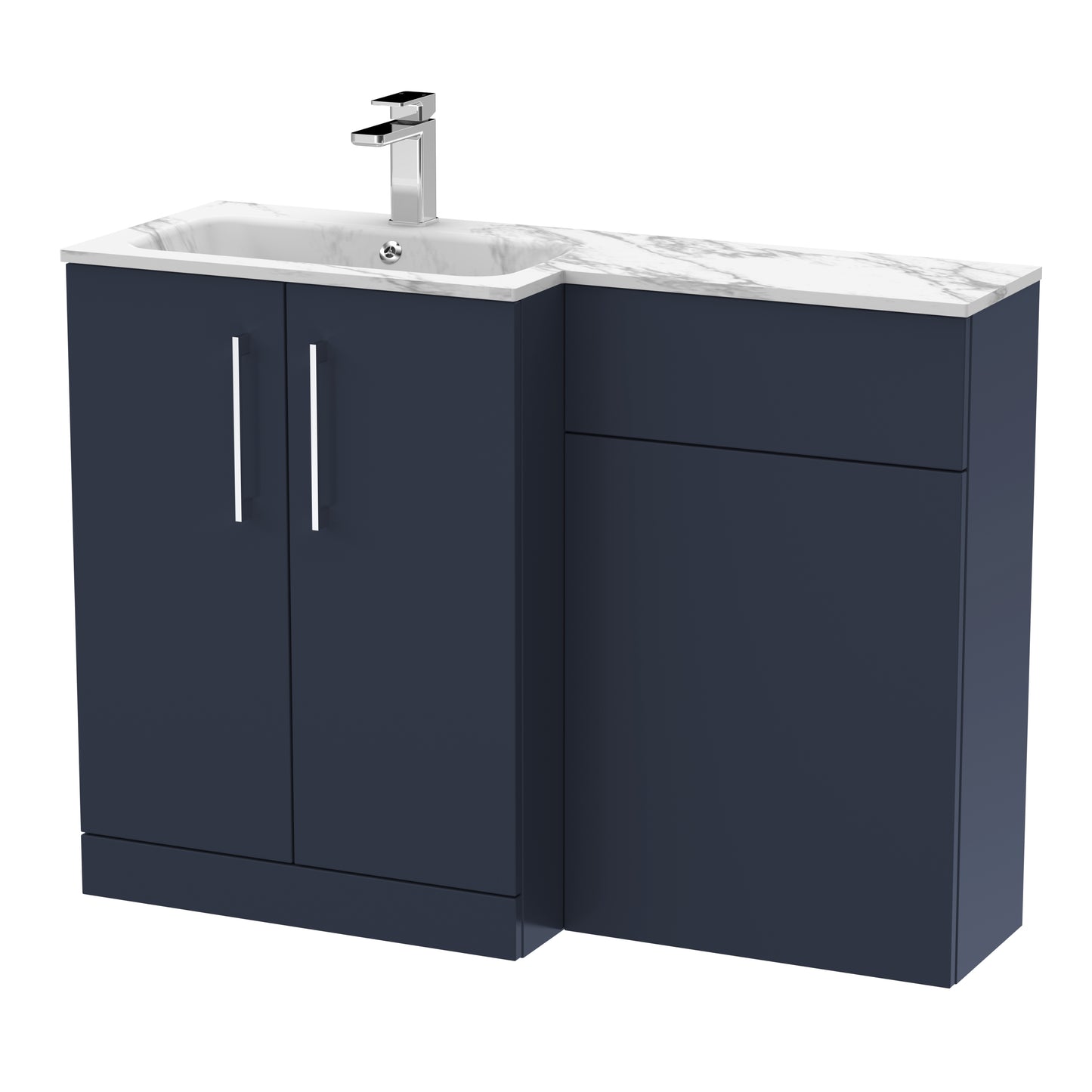 Arno 1100mm Left Handed Floor Standing Combination Unit with L-Shape Marble Stone Basin by Nuie