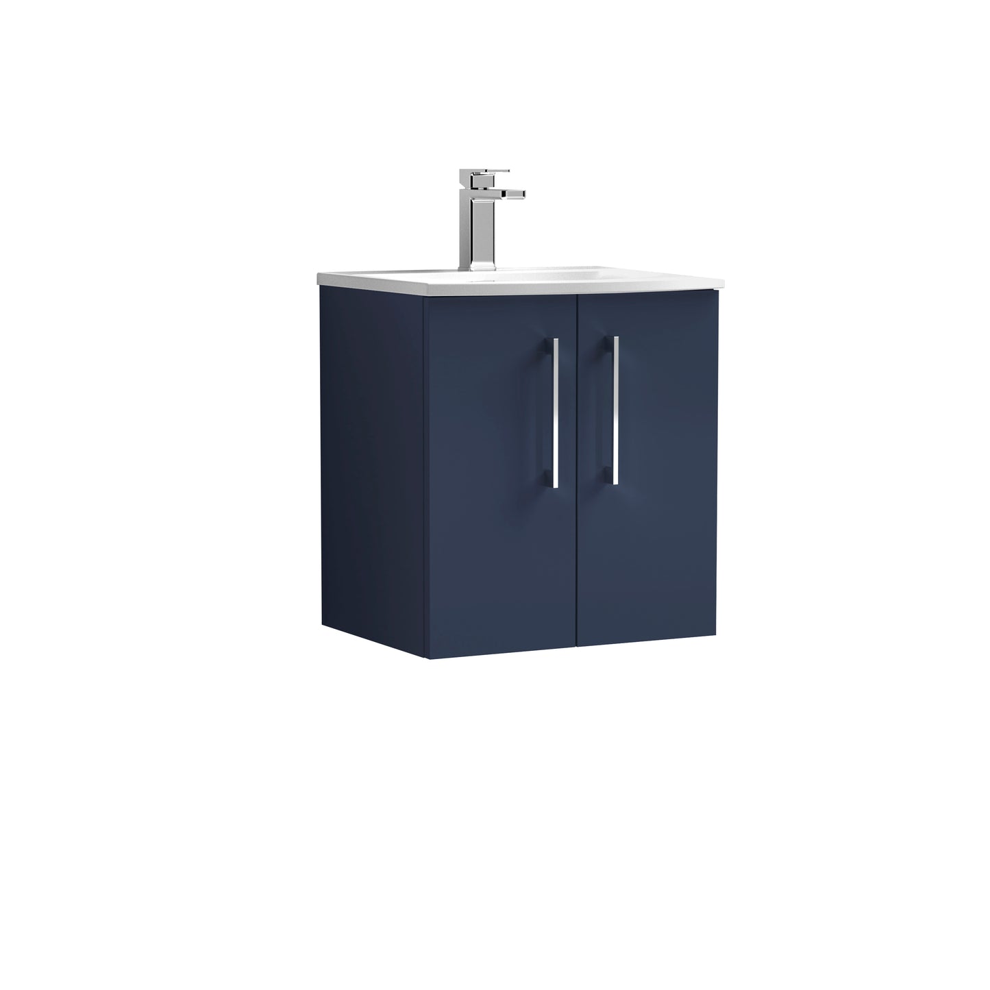 Arno 500mm Wall Hung 2 Door Vanity Unit with Curved Basin by Nuie