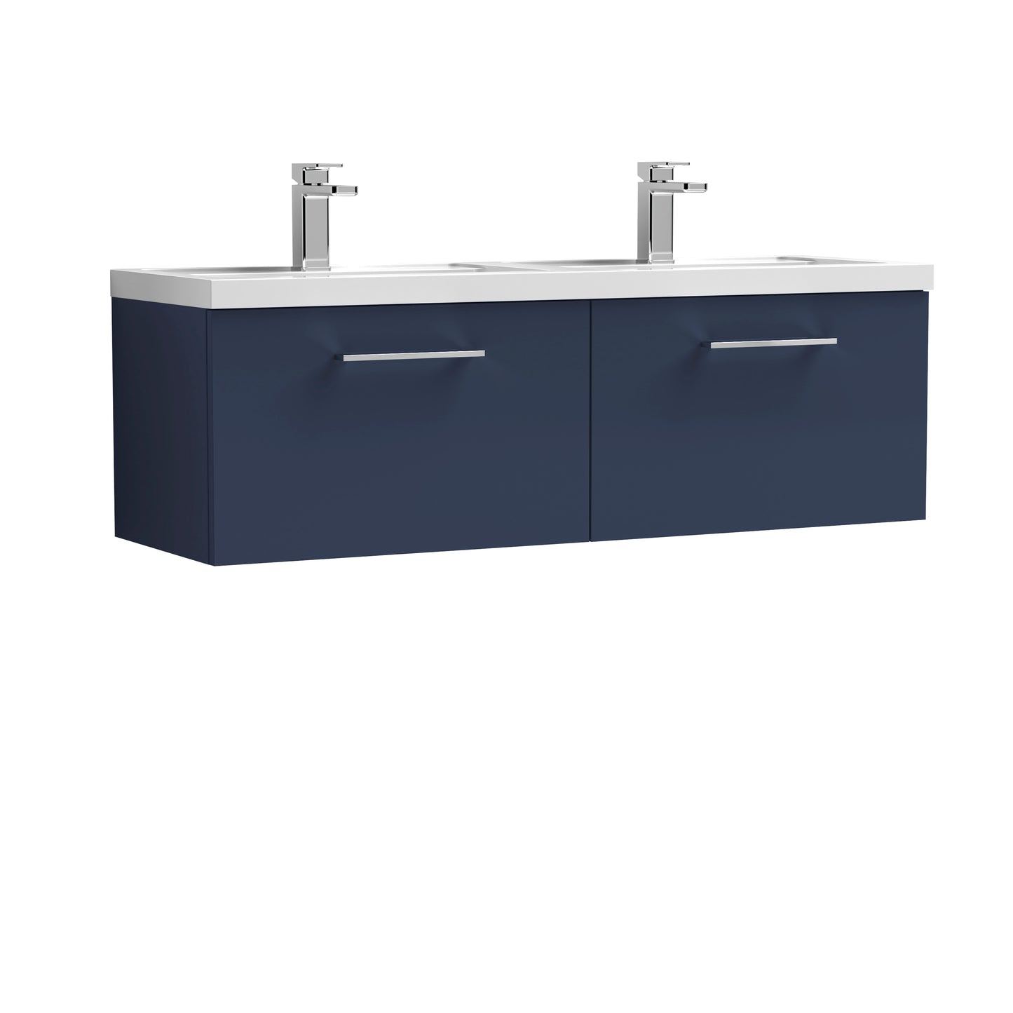 Arno 1200mm Wall Hung 2-Drawer Soft Close Vanity Unit with Twin Polymarble Basin by Nuie