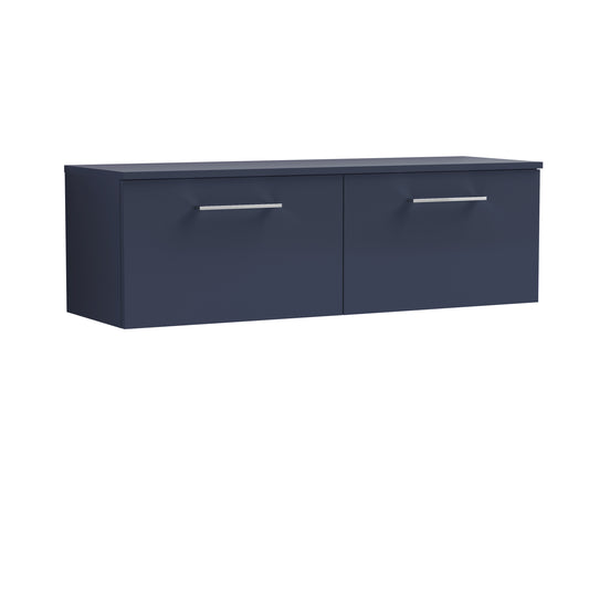 Nuie 1200mm Midnight Blue Wall Hung 2-Drawer Vanity Unit With Worktop