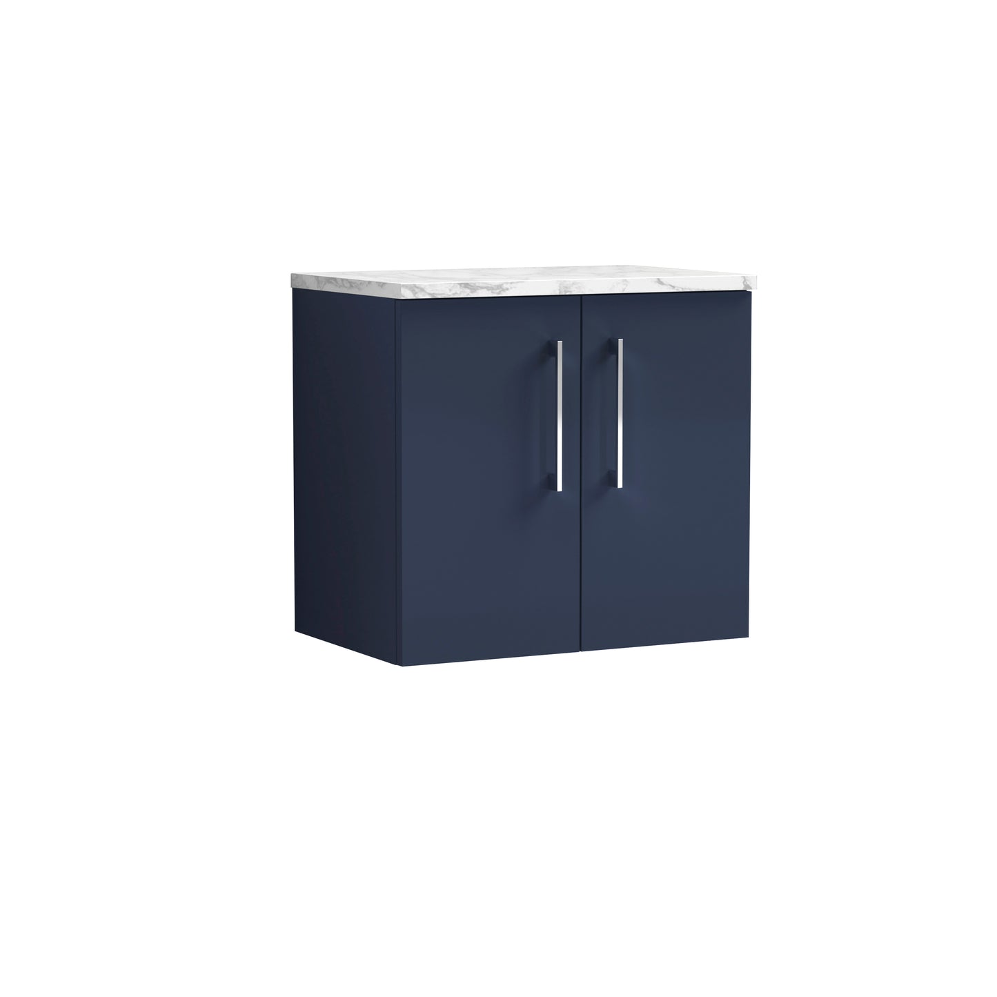 Nuie 600mm Midnight Blue Wall Hung 2-Door Vanity Unit With Laminate Worktop
