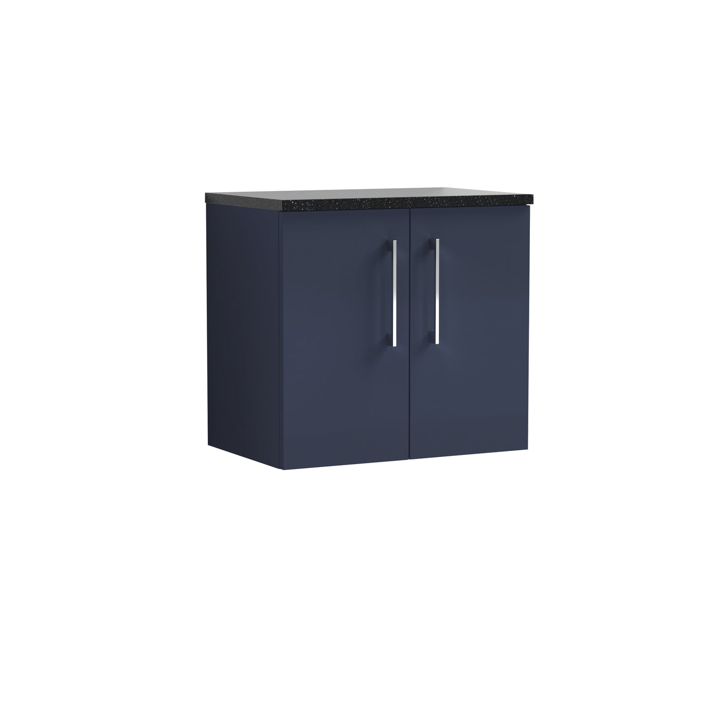 Nuie 600mm Wall Hung Midnight Blue 2-Door Vanity Unit With Laminate Worktop & Handles