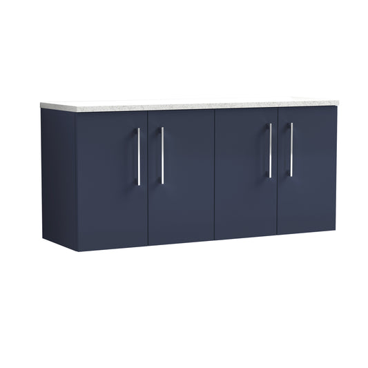 Nuie 1200mm Midnight Blue Wall Hung 2-Door Vanity Unit With Laminate Worktop