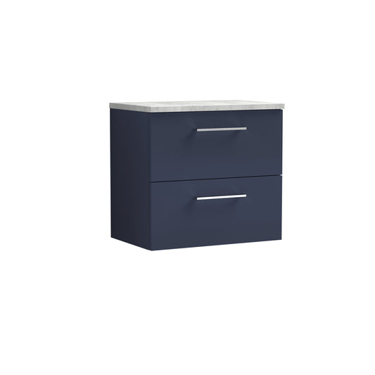 Nuie 600mm Wall Hung 2-Drawer Vanity Unit With Laminate Worktop