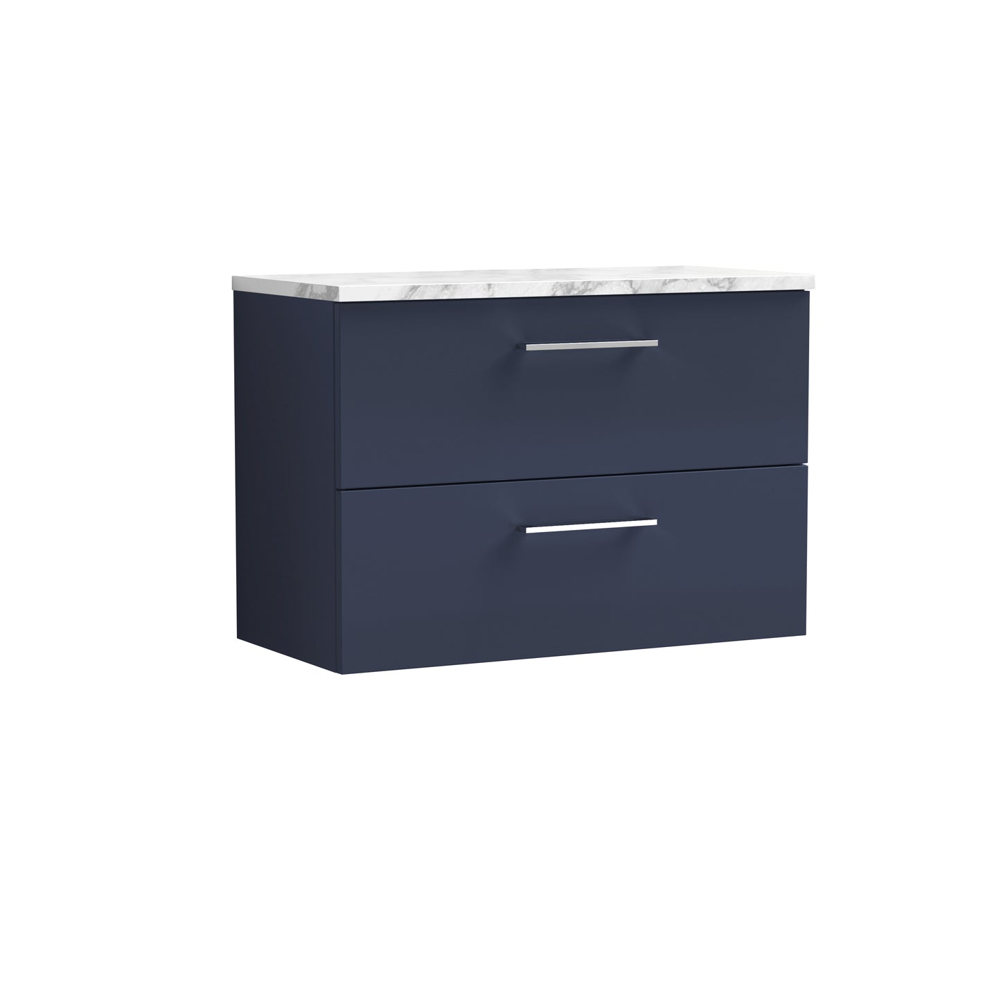 Nuie 800mm Midnight Blue Wall Hung 2-Drawer Vanity Unit With Laminate Worktop
