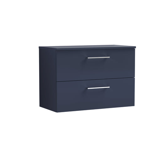 Nuie 800mm Midnight Blue Wall Hung 2-Drawer Vanity Unit With Worktop