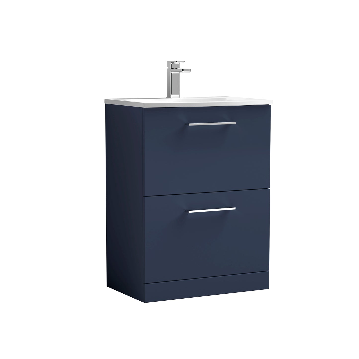 Arno 600mm Floor Standing Bathroom Vanity Unit 2-Drawer with Curved Basin by Nuie