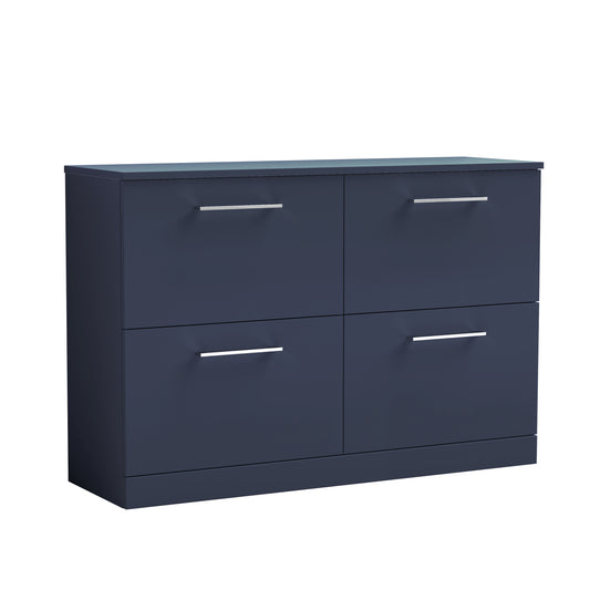 Nuie 1200mm Midnight Blue Floor Standing 4-Drawer Vanity Unit With Worktop