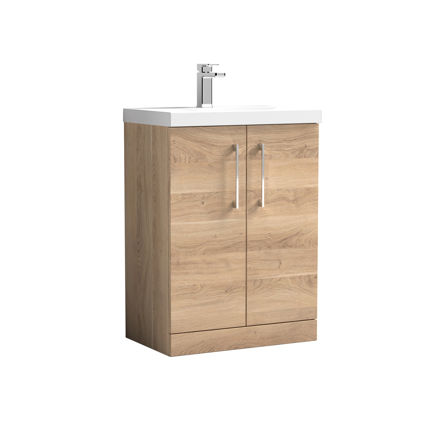 Arno 600mm Modern Floor Standing 2-Door Vanity Unit with Thin-Edge Basin by Nuie