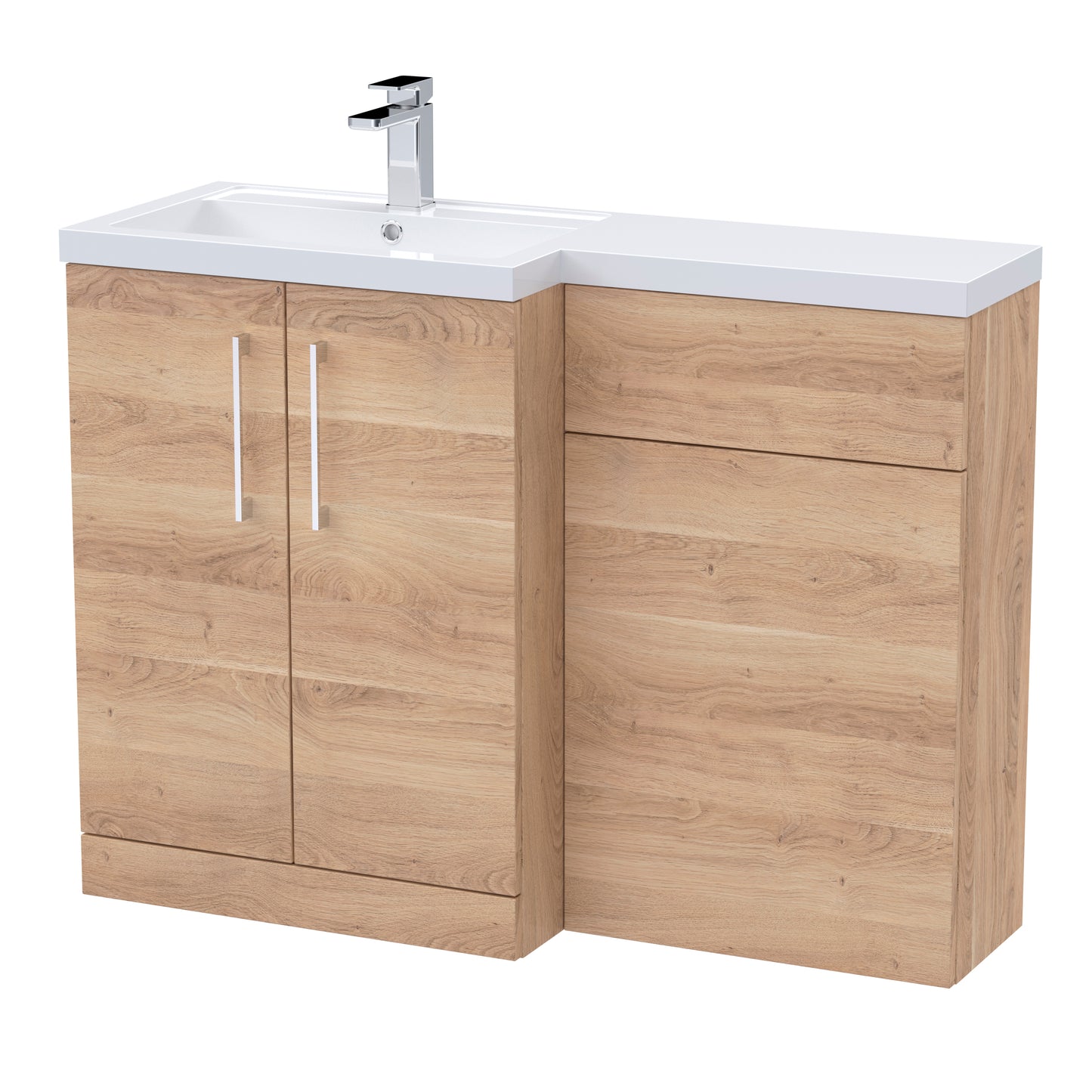 Arno 1100mm Floor Standing Combination Unit with L-Shape Polymarble Basin by Nuie