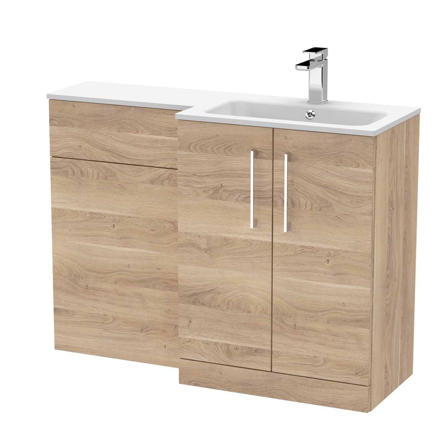 Arno 1100mm Right Handed Floor Standing Combination Unit with L-Shape Stone Basin by Nuie