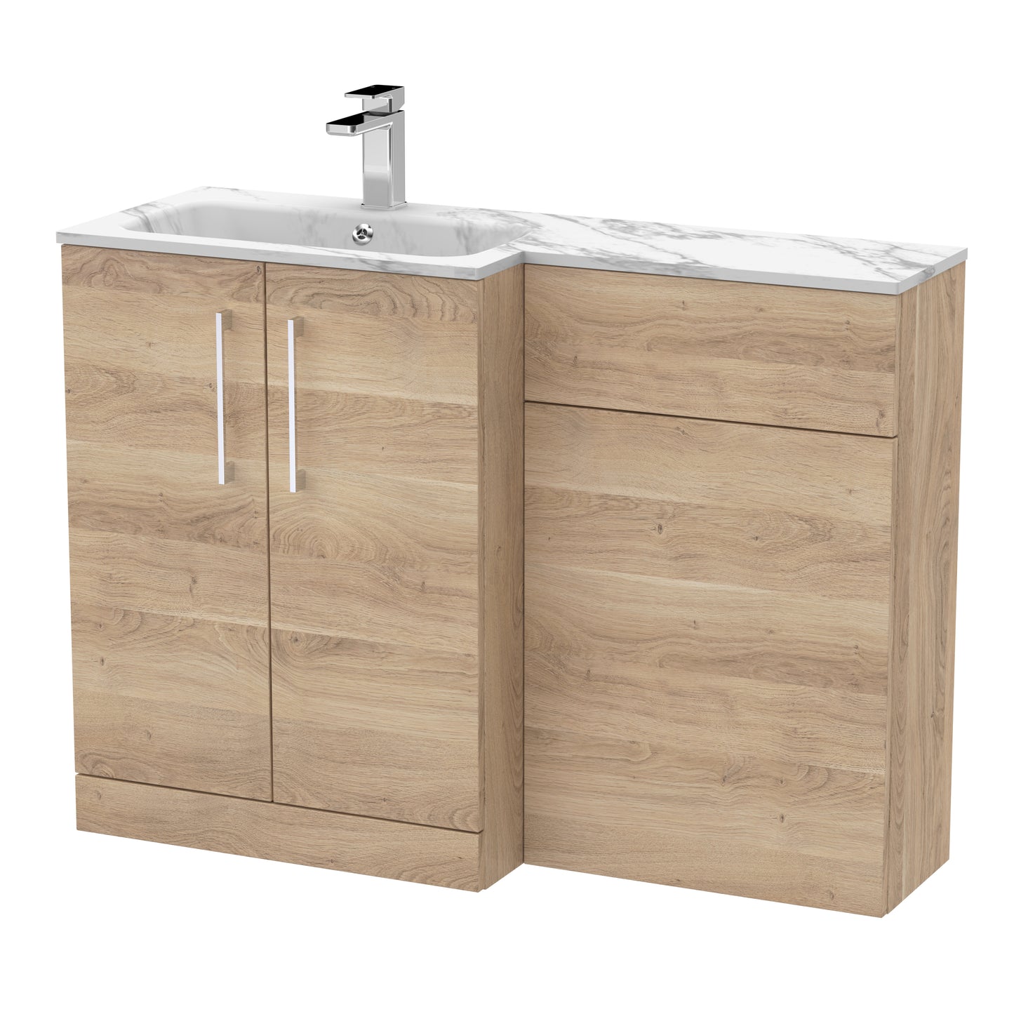 Arno 1100mm Left Handed Floor Standing Combination Unit with L-Shape Marble Stone Basin by Nuie