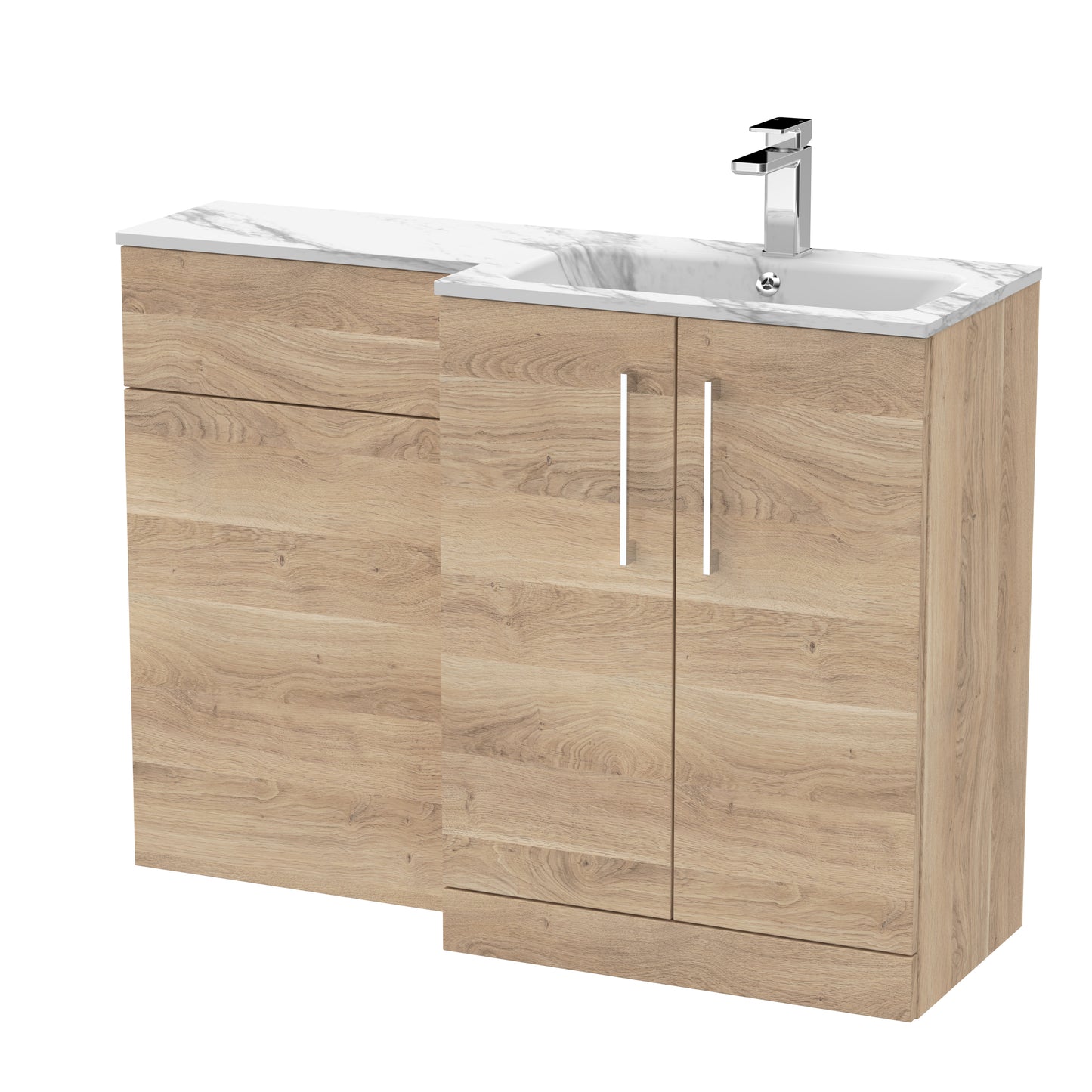 Arno 1100mm Right Handed Floor Standing Combination Unit with L-Shape Marble Stone Basin by Nuie