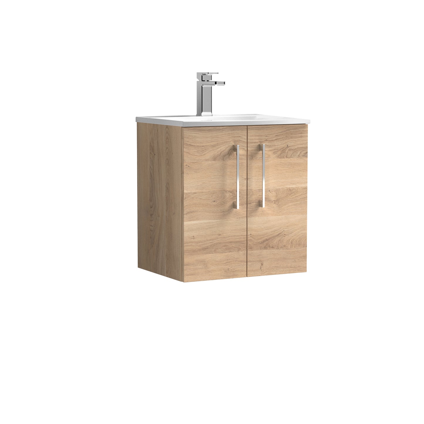 Arno 500mm Wall Hung 2 Door Vanity Unit with Curved Basin by Nuie