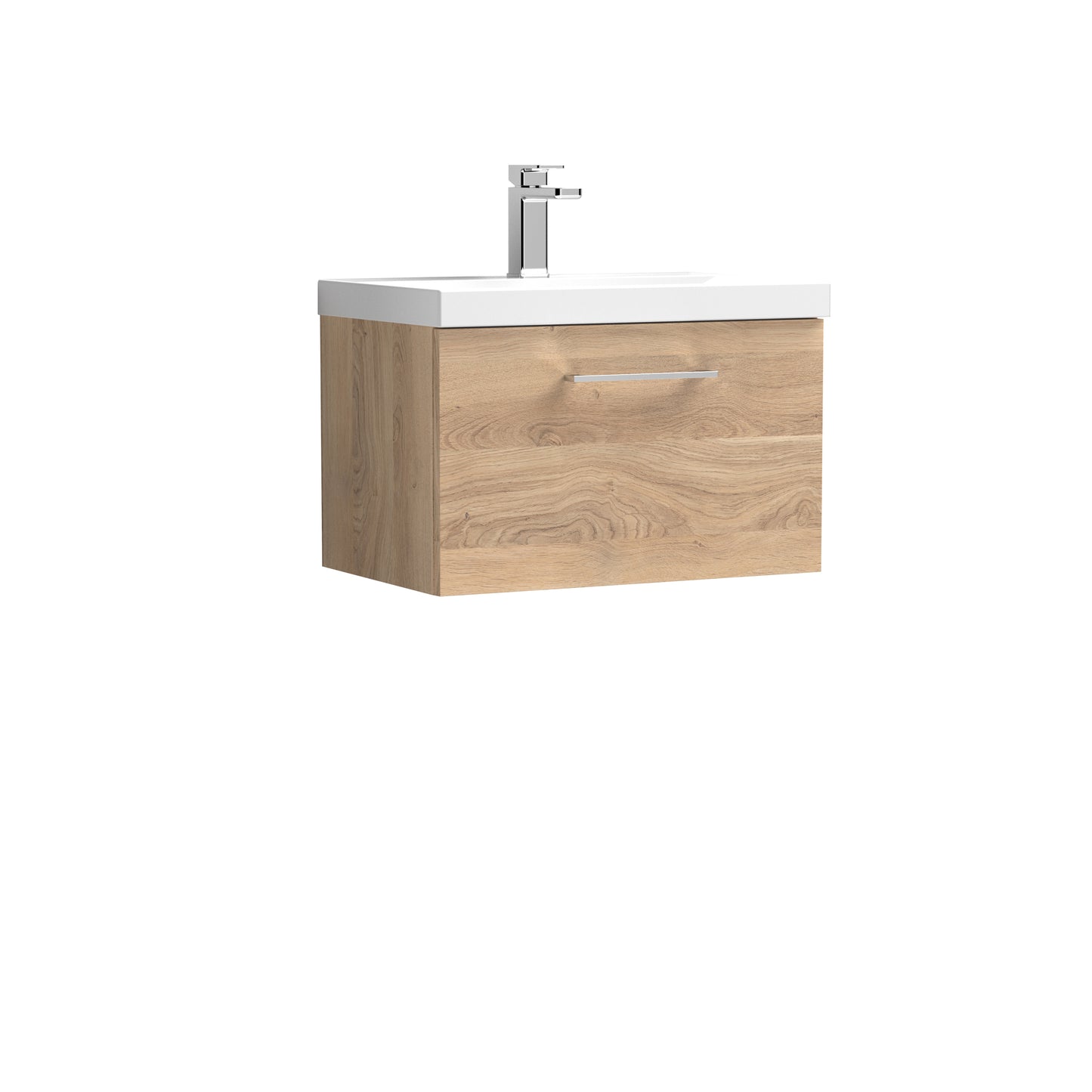 Arno 600mm Wall Hung 1 Drawer Vanity Unit with Mid-Edge Basin by Nuie
