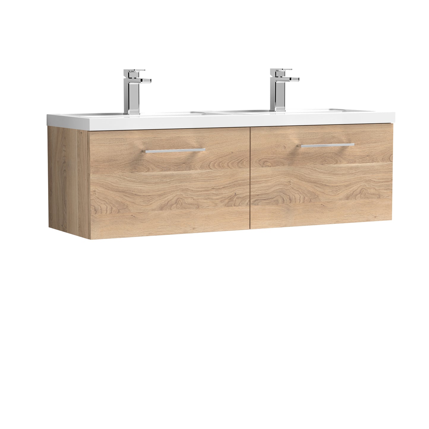 Arno 1200mm Wall Hung 2-Drawer Soft Close Vanity Unit with Twin Polymarble Basin by Nuie