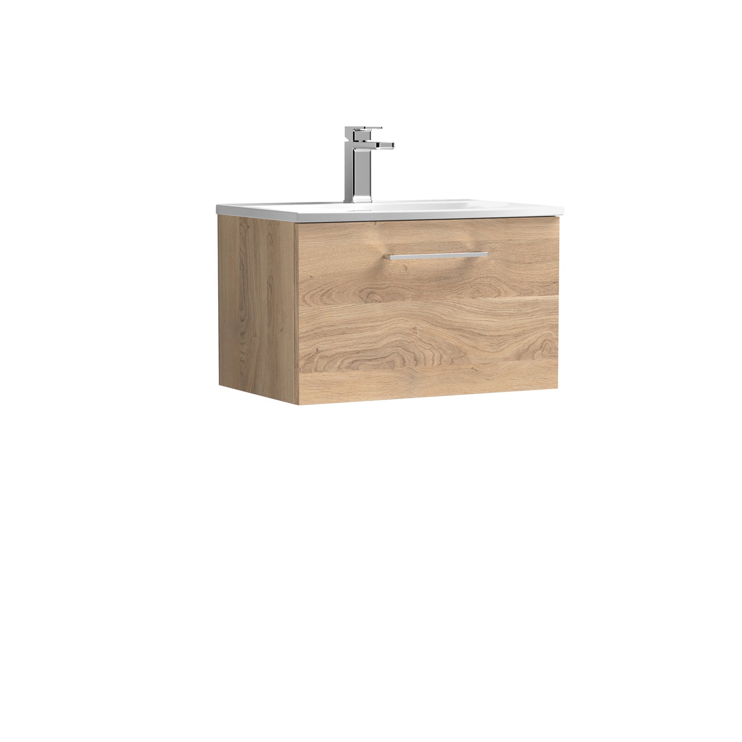 Arno 600mm Wall Hung 1 Drawer Vanity Unit with Curved Basin by Nuie