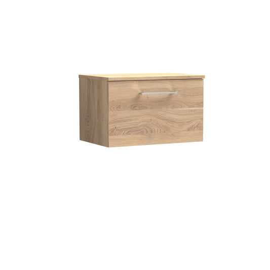 Nuie 600mm Bleached Oak 1-Drawer Wall Hung Vanity Unit Including Worktop