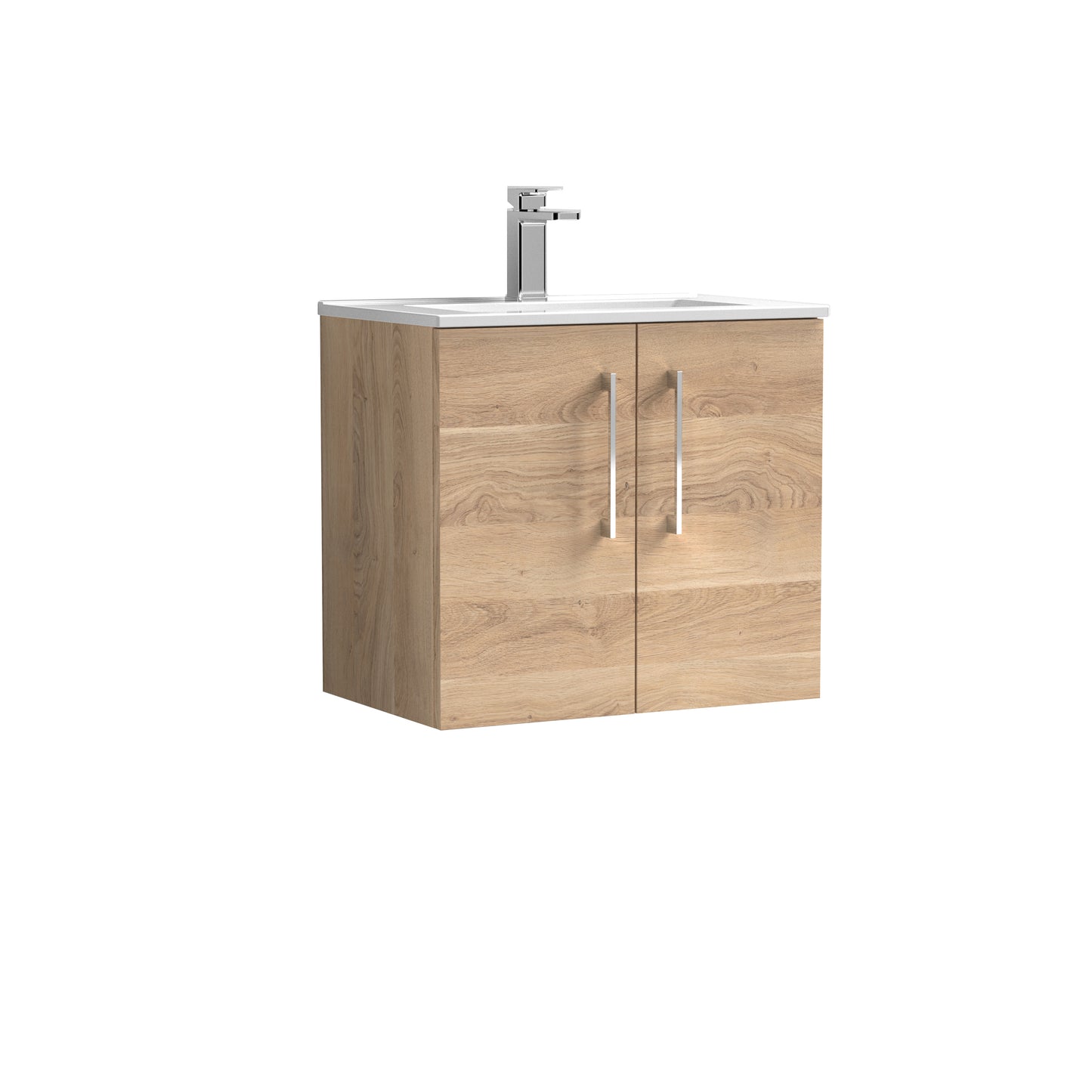 Arno 600mm Wall Hung 2 Door Vanity Unit with Minimalist Basin by Nuie