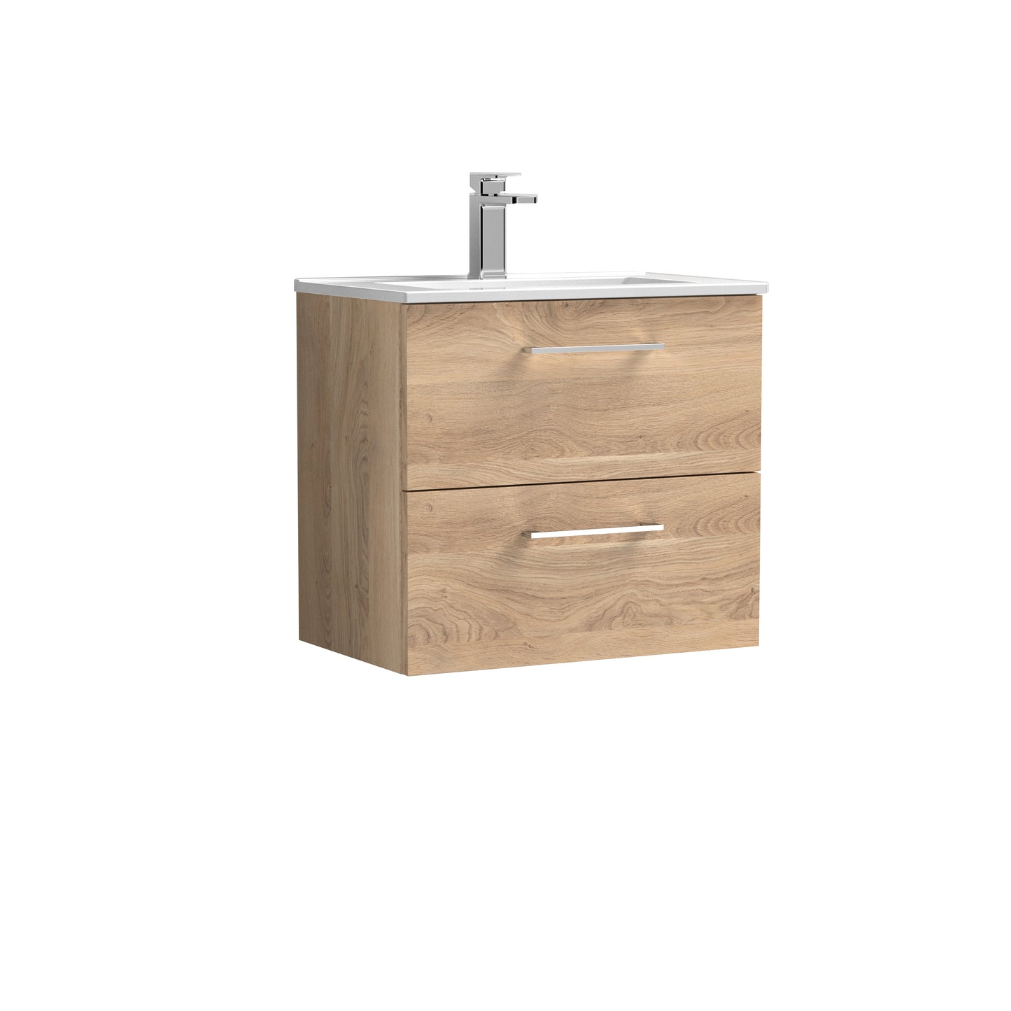 Arno 600mm Wall Hung 2-Drawer Vanity Unit with Minimalist Basin by Nuie