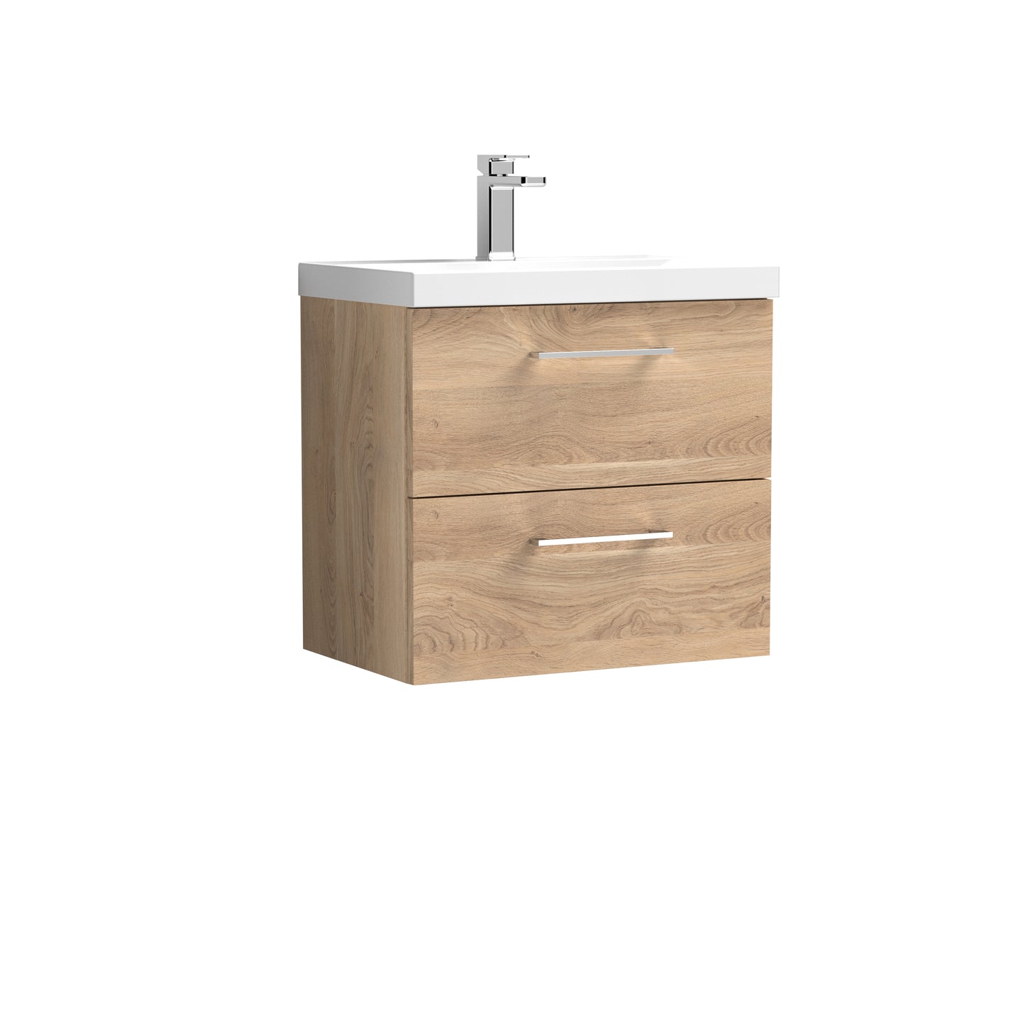 Arno 600mm Wall Hung 2-Drawer Vanity Unit with Thin-Edge Basin by Nuie