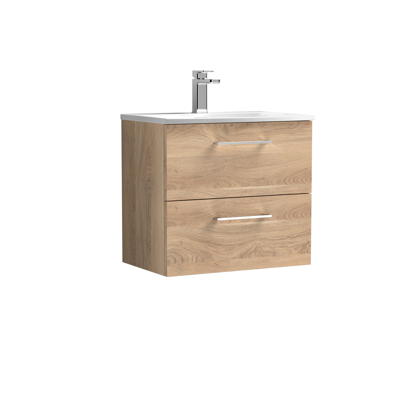 Arno 600mm Wall Hung 2 Drawer Vanity Unit with Curved Basin by Nuie