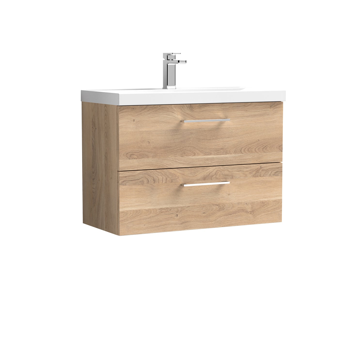 Arno 800mm Wall Hung 2-Drawer Vanity Unit with Mid-Edge Basin by Nuie