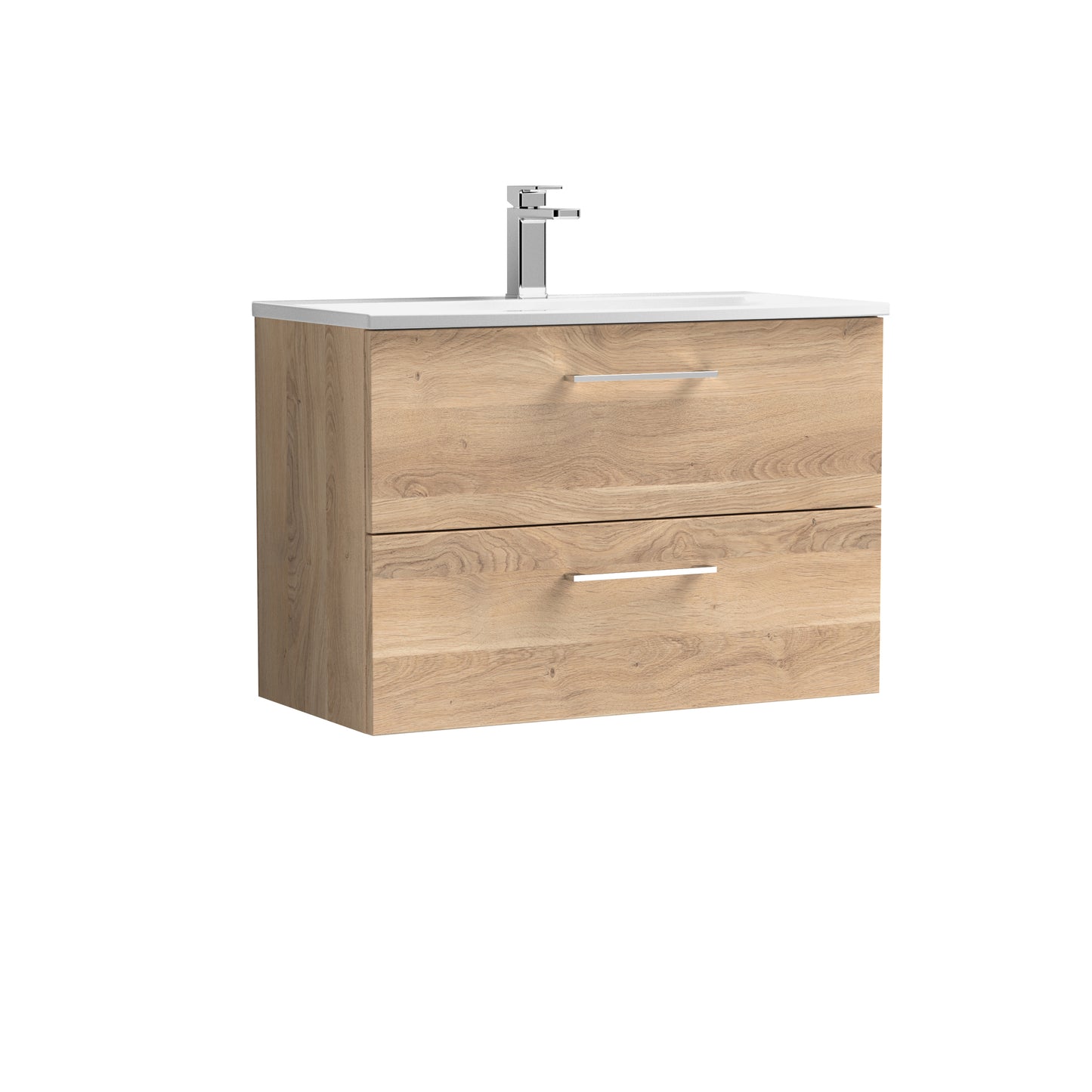 Arno 800mm Wall Hung 2-Drawer Vanity Unit with Curved Basin by Nuie