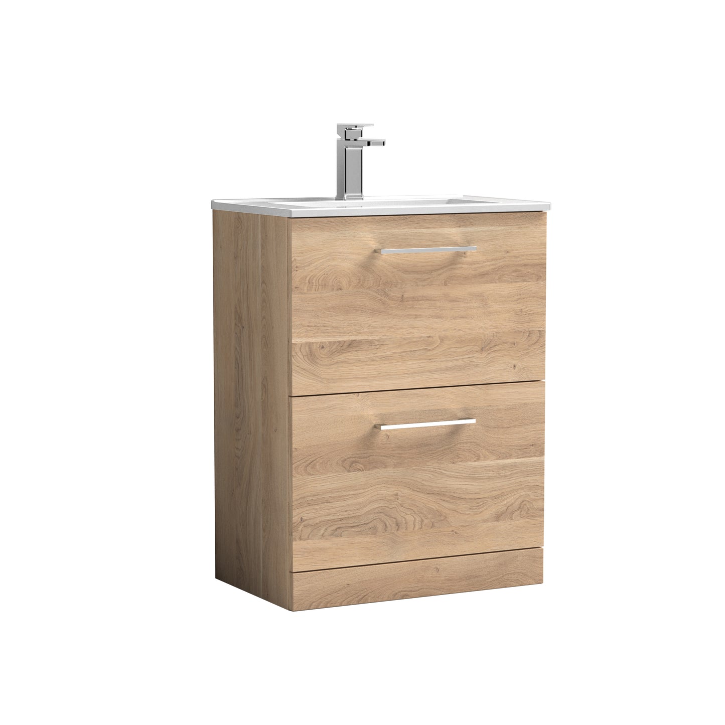 Arno 600mm Floor Standing 2-Drawer Vanity Unit with Minimalist Basin by Nuie