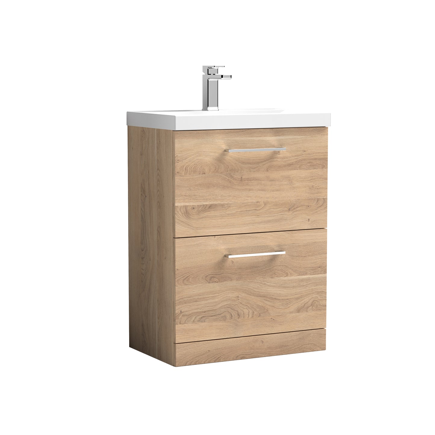 Arno 600mm Floor Standing 2-Drawer Bathroom Vanity Unit With Thin-Edge Basin by Nuie