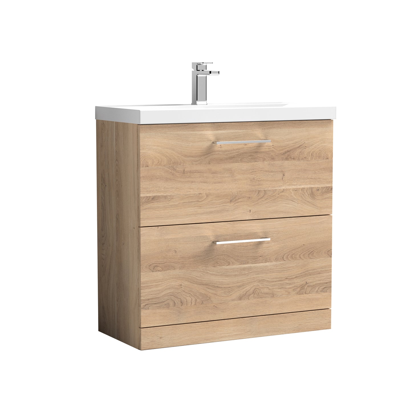 Arno 800mm Bathroom Floor Standing 2-Drawer Vanity Unit with Mid-Edge Basin by Nuie