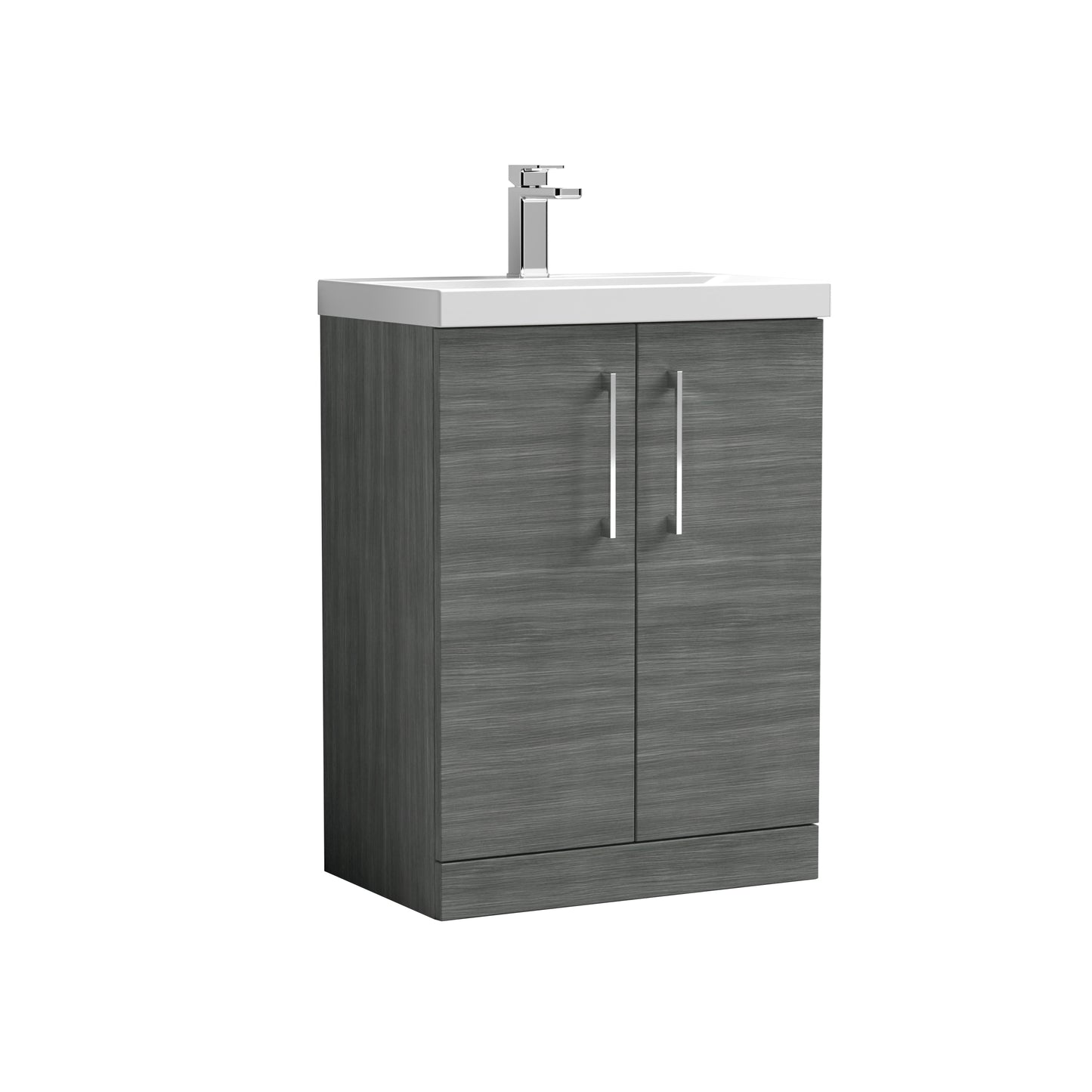 Arno 600mm Floor Standing 2-Door Bathroom Vanity Unit with Mid-Edge Basin by Nuie