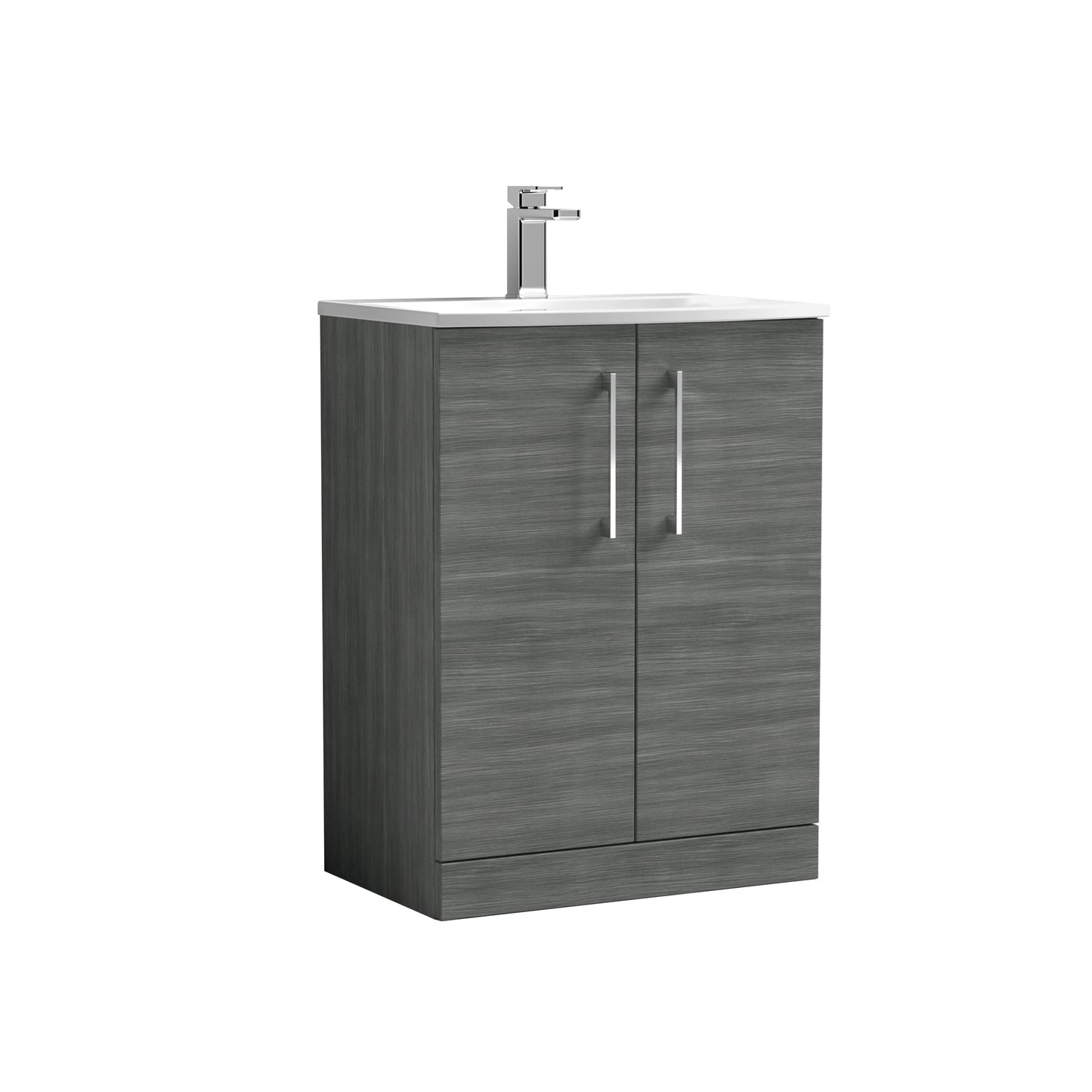 Arno 600mm Floor Standing 2-Door Vanity Unit with Curved Basin by Nuie