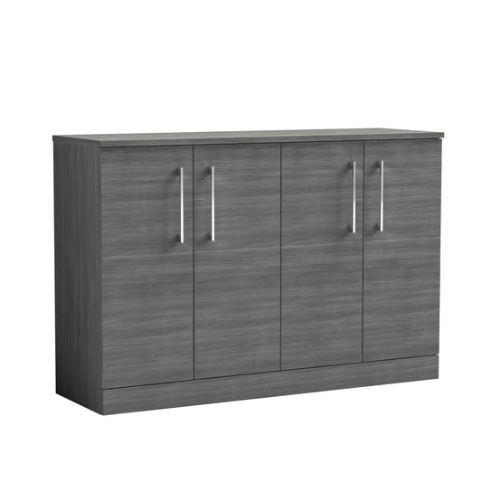 Nuie 1205mm Anthracite Woodgrain Floor Standing 2 Door Vanity Unit With Handles With Worktop
