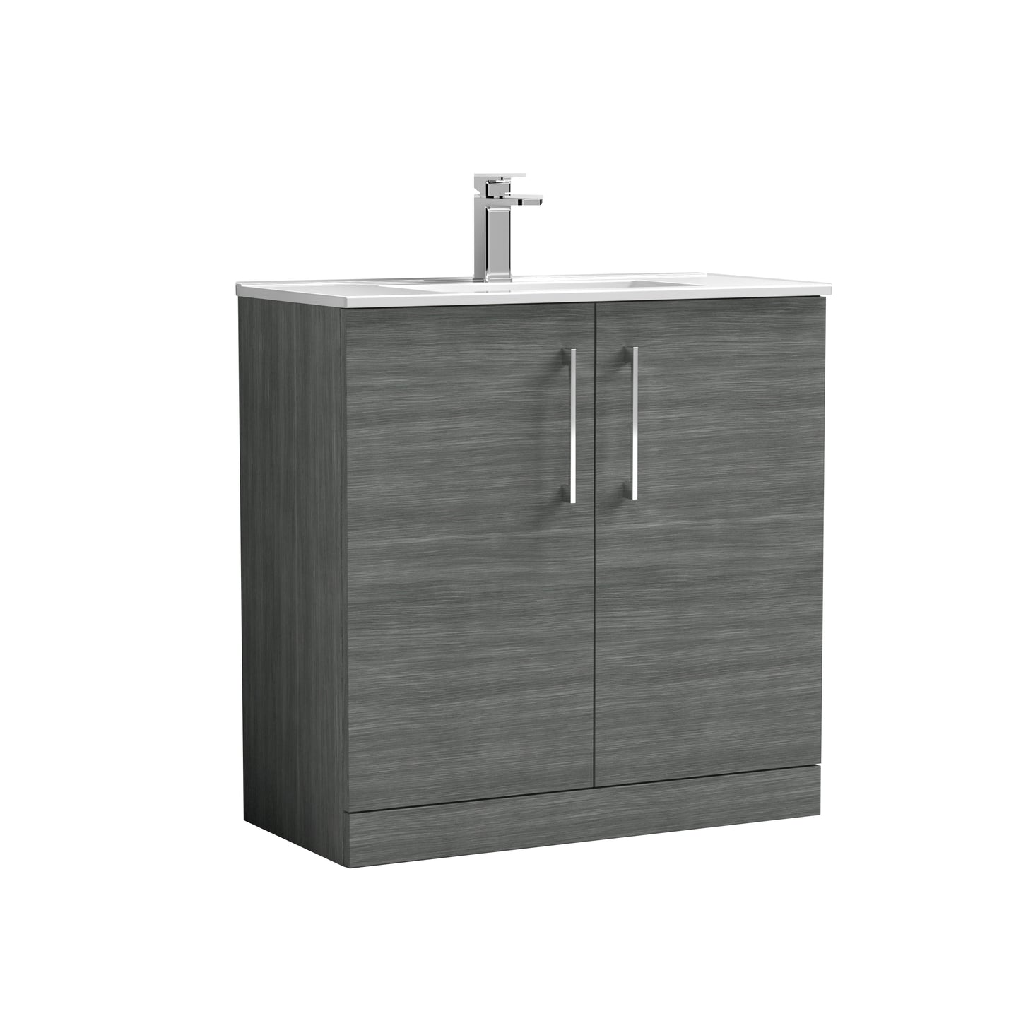 Arno 800mm Floor Standing 2-Door Vanity Unit with Minimalist Basin by Nuie