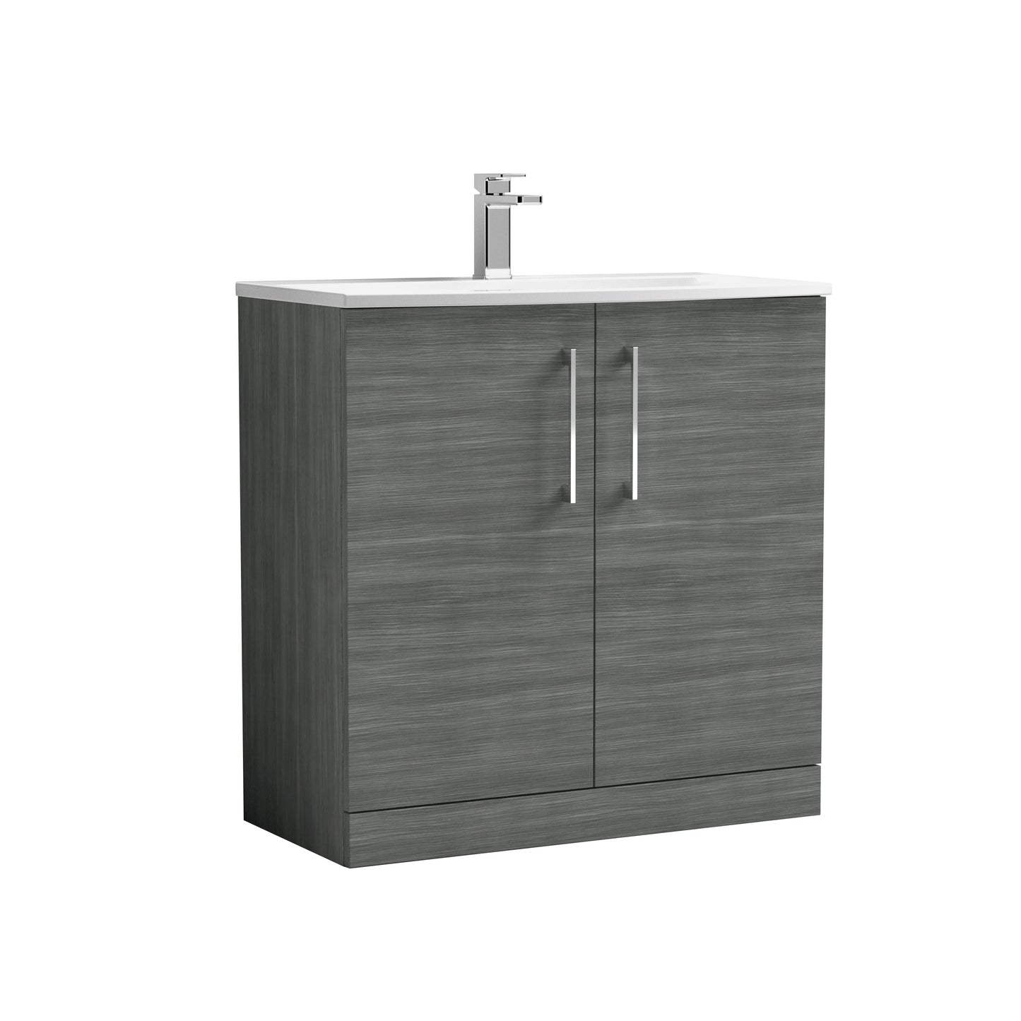 Arno 800mm Floor Standing 2-Door Vanity Unit with Curved Basin by Nuie