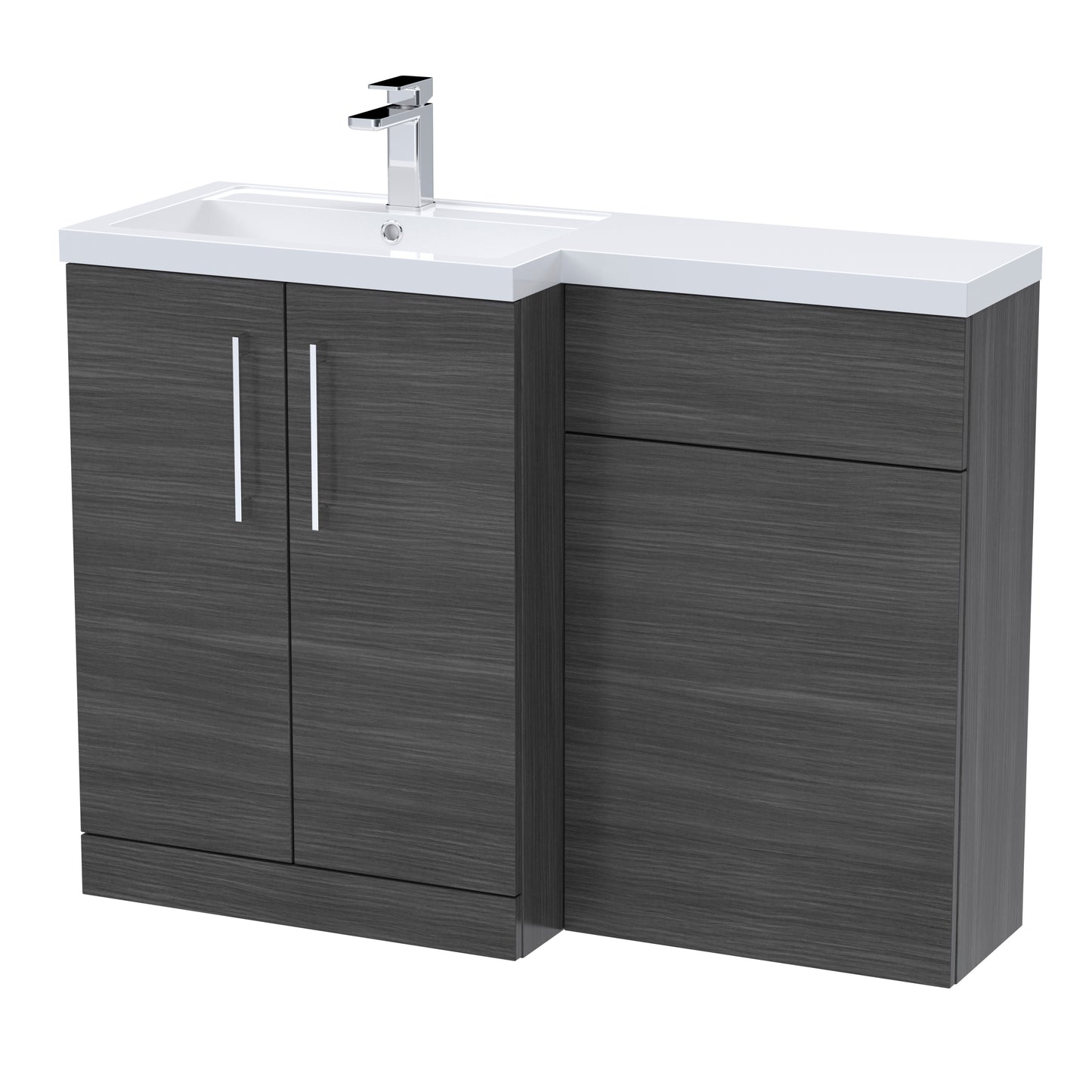 Arno 1100mm Floor Standing Combination Unit with L-Shape Polymarble Basin by Nuie