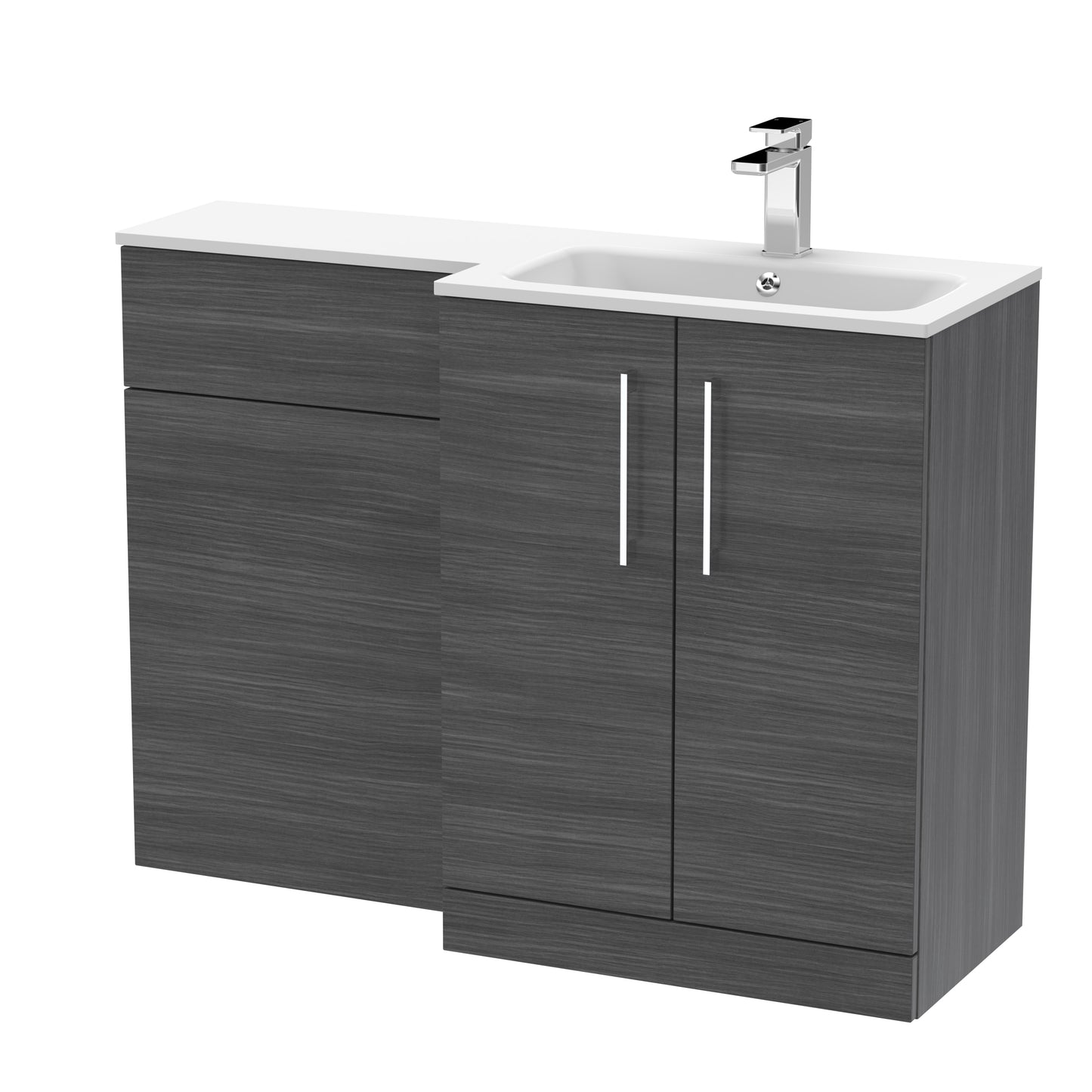 Arno 1100mm Right Handed Floor Standing Combination Unit with L-Shape Stone Basin by Nuie